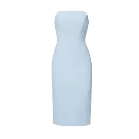 J Jill light blue strapless Harlow ultra stretchy midi pencil dress euc - Picture 2 of 7